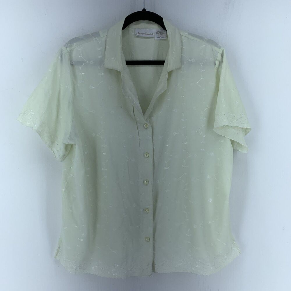 Vtg Intimate Essentials Womens L Button Up Top Boho Cottagecore Feminine Peasant